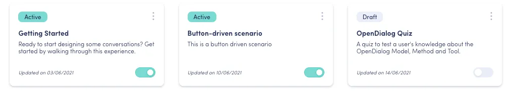 Active and draft scenarios